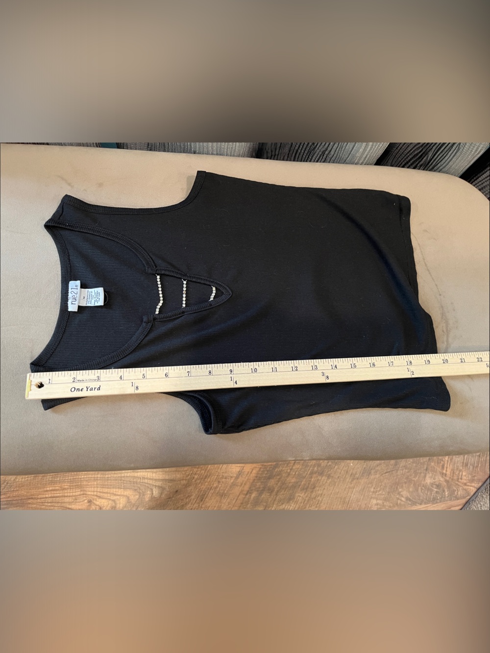 rue21 Black Ribbed Tank with Rhinestone Ladder Detail - Picture 3 of 4